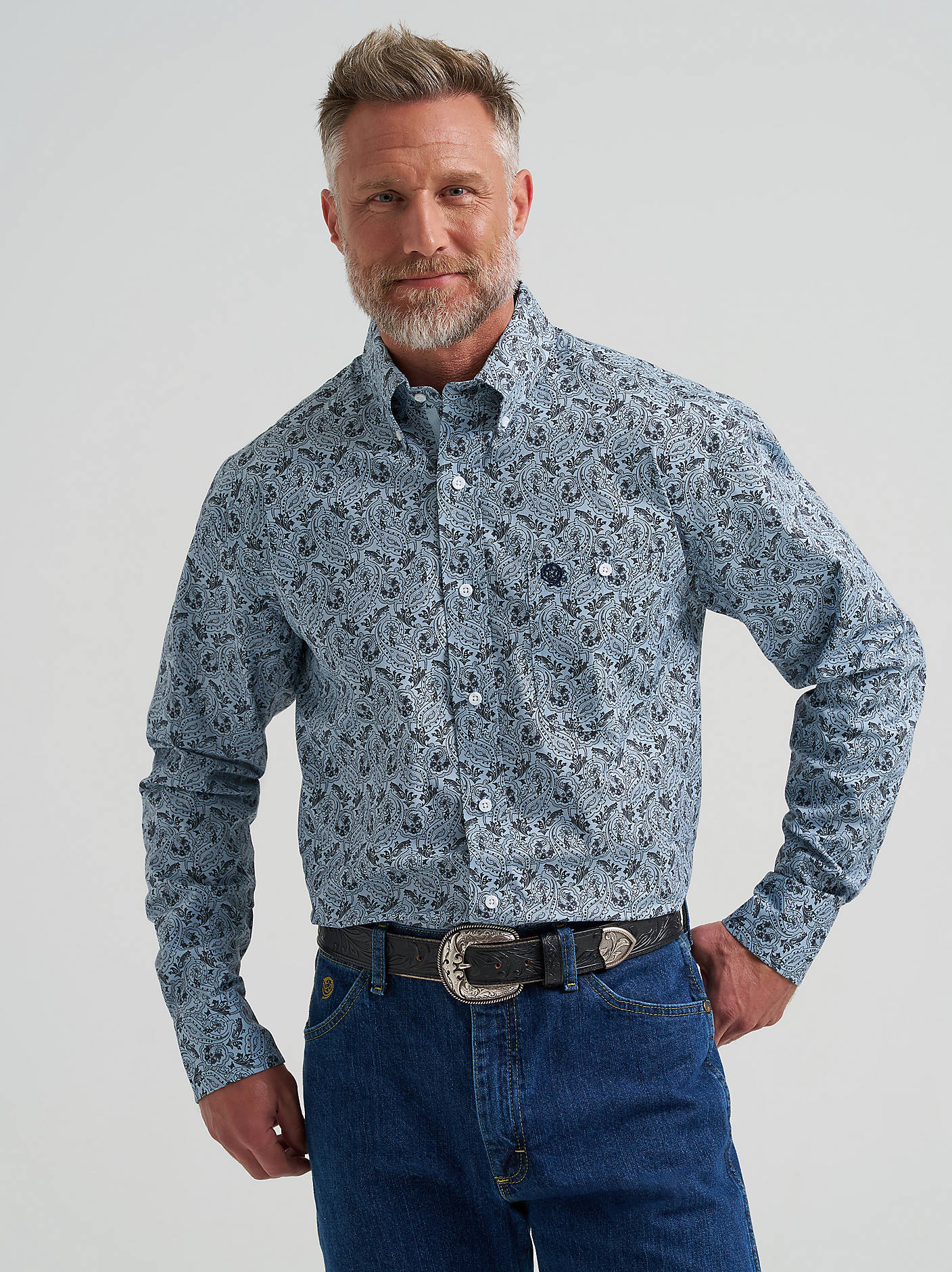Wrangler Men's George Strait™ Long Sleeve Button Down One Pocket Shirt - 112381960