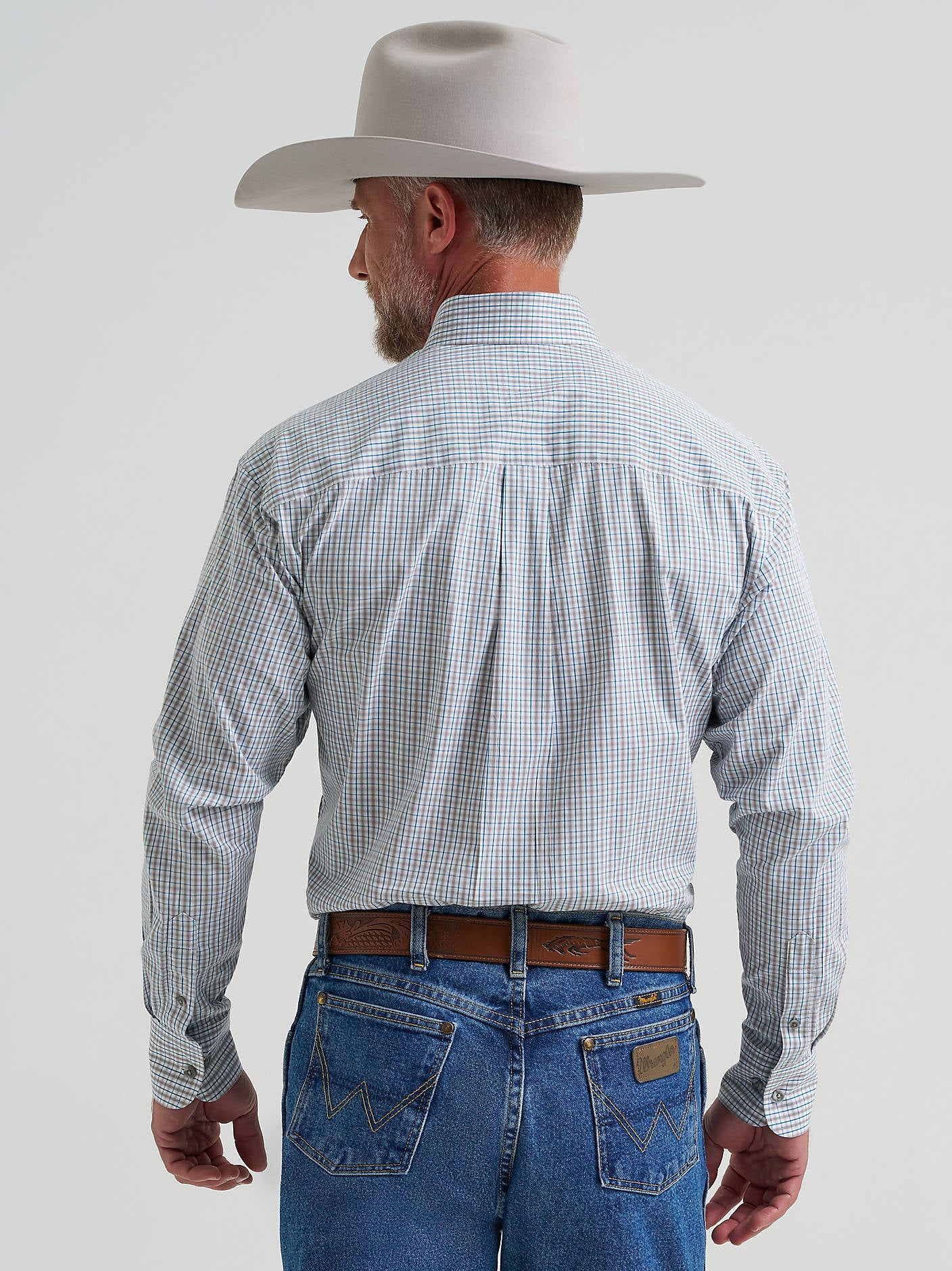 Wrangler Men's George Strait Long Sleeve Button Down Plaid 112381970