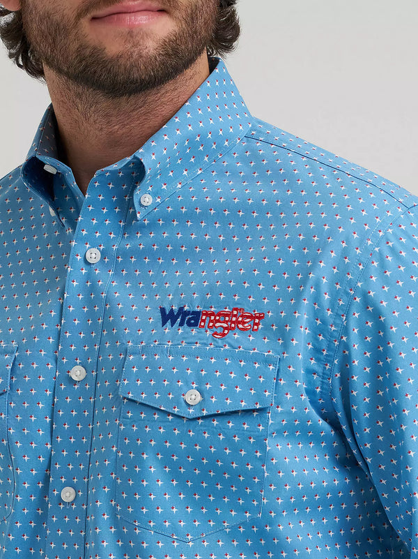 Wrangler Men's Logo Long Sleeve Button-Down Print Shirt - 112381985