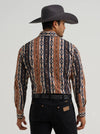Wrangler Men's Checotah Long Sleeve Western Snap Shirt Mocha 112381991