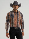 Wrangler Men's Checotah Long Sleeve Western Snap Shirt Mocha 112381991