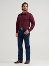 Wrangler Men's Long Sleeve Solid Broadcloth Western Snap Shirt - Burgundy - 112382003