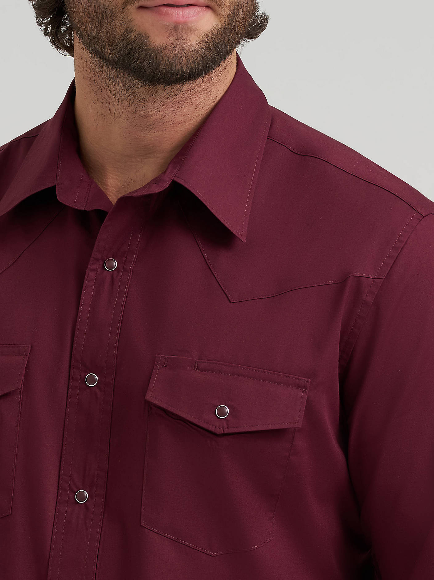 Wrangler Men's Long Sleeve Solid Broadcloth Western Snap Shirt - Burgundy - 112382003