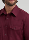 Wrangler Men's Long Sleeve Solid Broadcloth Western Snap Shirt - Burgundy - 112382003