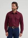 Wrangler Men's Long Sleeve Solid Broadcloth Western Snap Shirt - Burgundy - 112382003