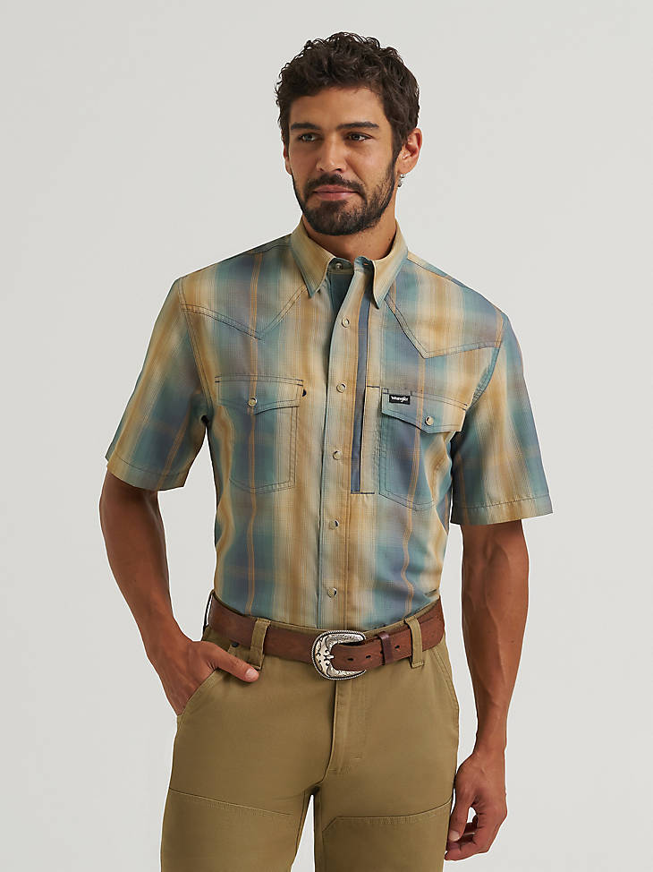 Wrangler Mens Turbulence All Terrain Gear Performance Plaid Shirt-112382381