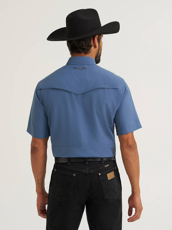 Wrangler Mens Indigo All Terrain Gear Performance Solid Shirt-112382384