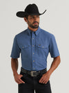 Wrangler Mens Indigo All Terrain Gear Performance Solid Shirt-112382384