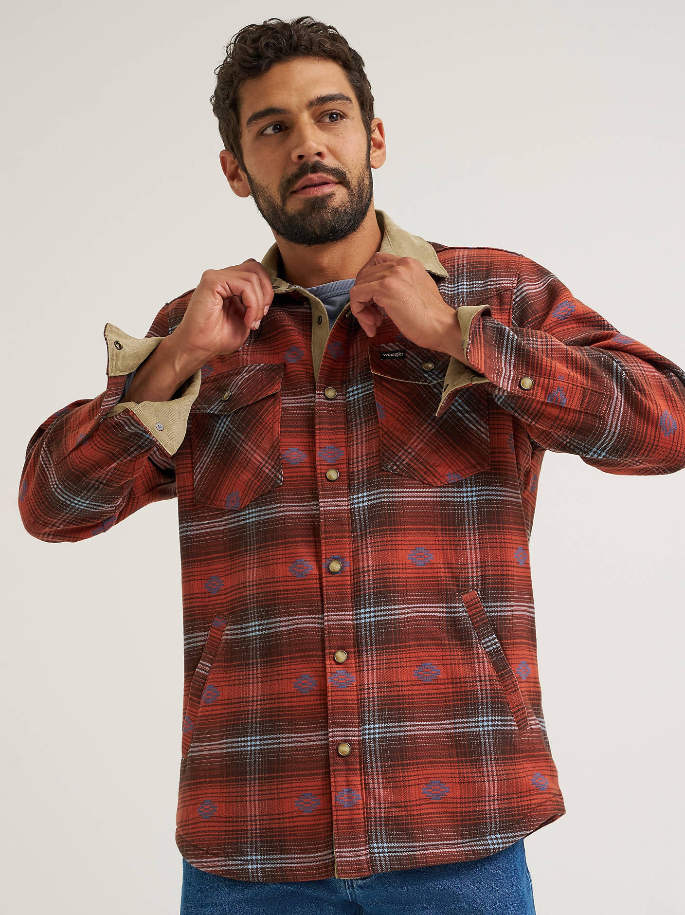 Wrangler Men's All Terrain Gear Lined Flannel Shirt Jacket Red 112382478