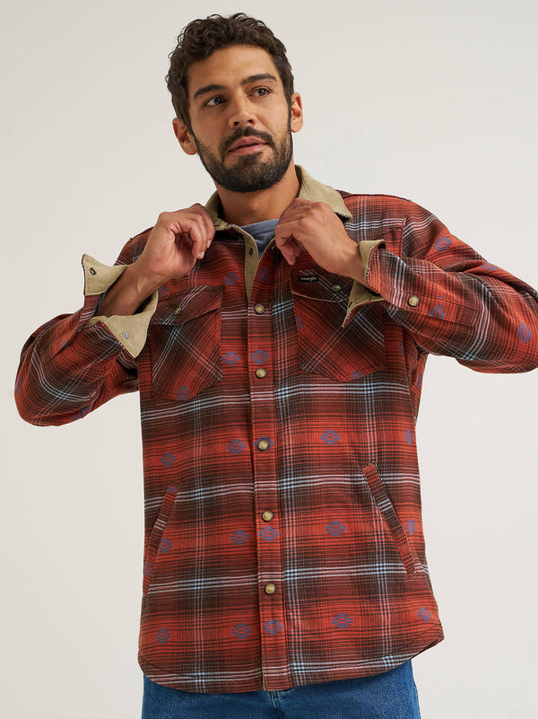 Wrangler Men's All Terrain Gear Lined Flannel Shirt Jacket Red 112382478