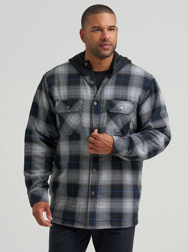 Wrangler Men's Riggs Workwear Hooded Flannel Work Jacket Grey 112382479