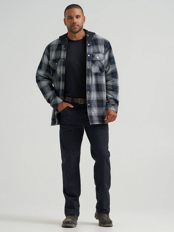 Wrangler Men's Riggs Workwear Hooded Flannel Work Jacket Grey 112382479
