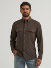 Wrangler Mens Turkish Coffee All Terrain Gear Technical Solid Shirt-112382503