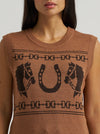 Wrangler Ladies Horse Sweater Vest Brown 112382527