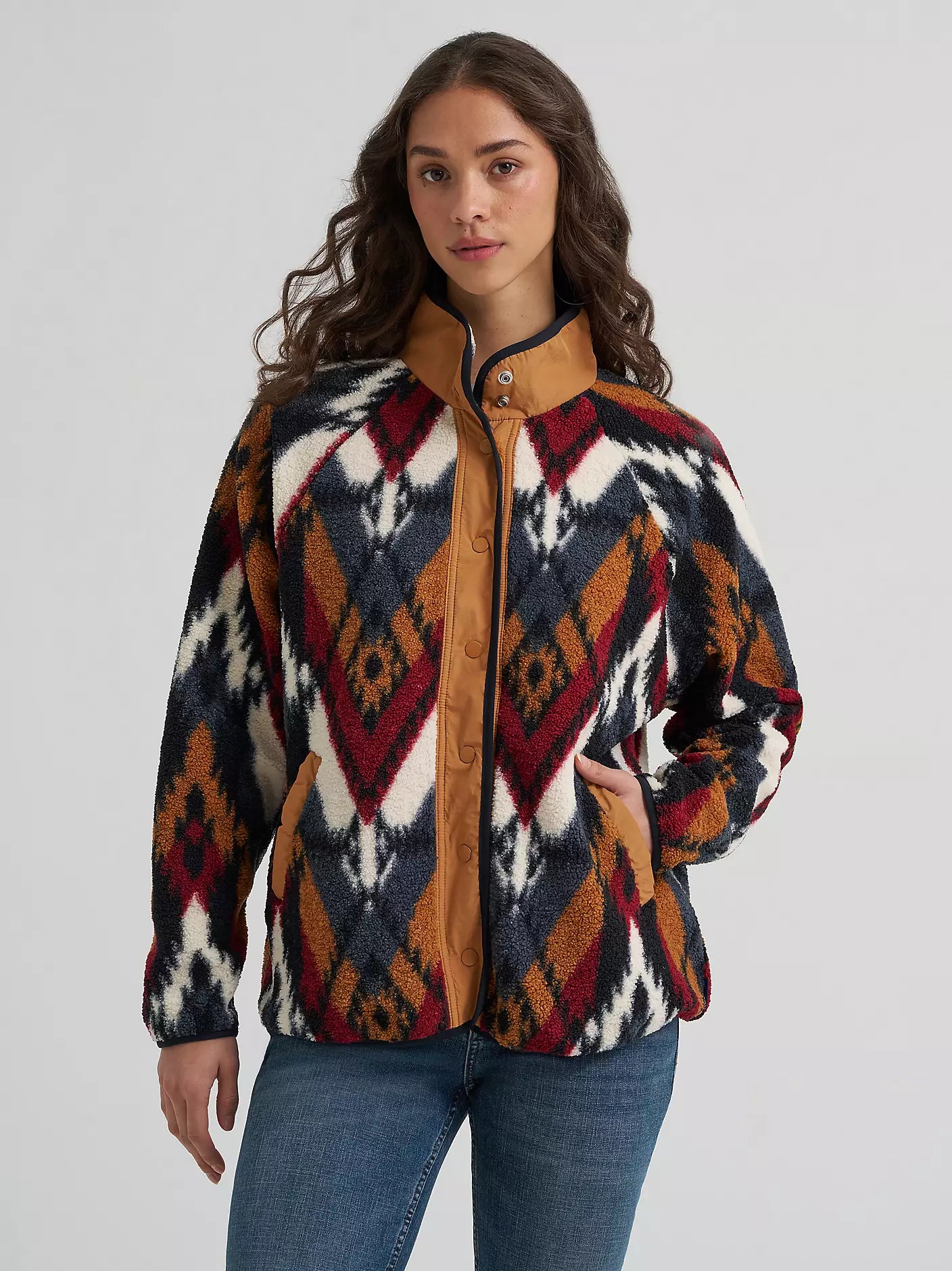 Wrangler Ladies Hay Away Big Sky Sherpa Snap Jacket 112382669