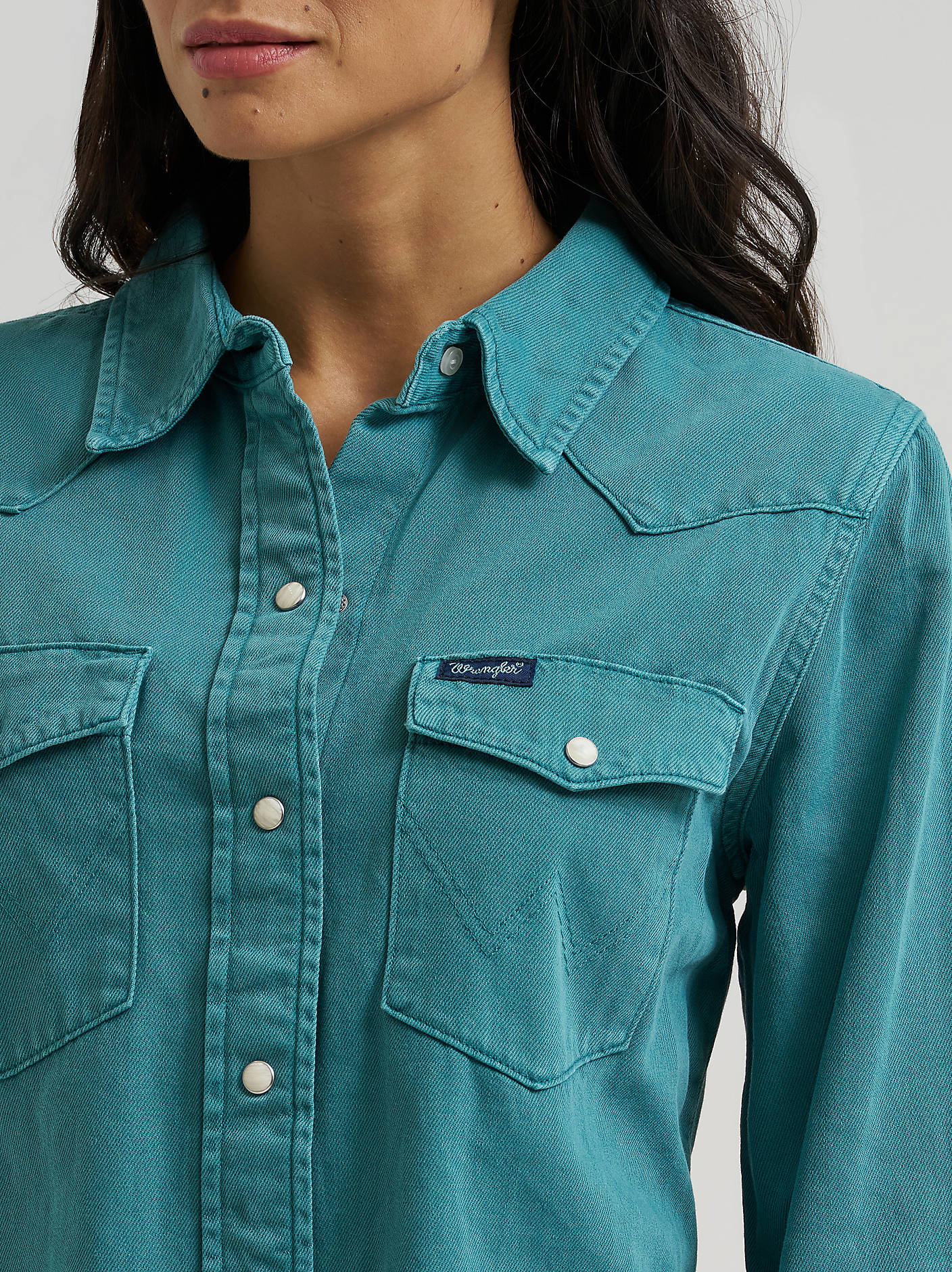 Wrangler Ladies Colorwash Iconic Snap Shirt - Turquoise - 112382675