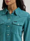 Wrangler Ladies Colorwash Iconic Snap Shirt - Turquoise - 112382675