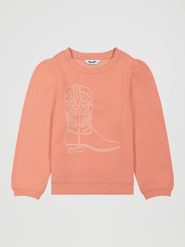 Wrangler Girls Puff Sleeve Graphic Fleece Sweatshirt - 112382684