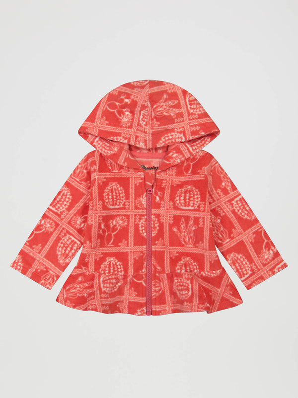 Wrangler Little Girl's Fleece Graphic Full Zip Ruffle Hem Hoodie - 112382714