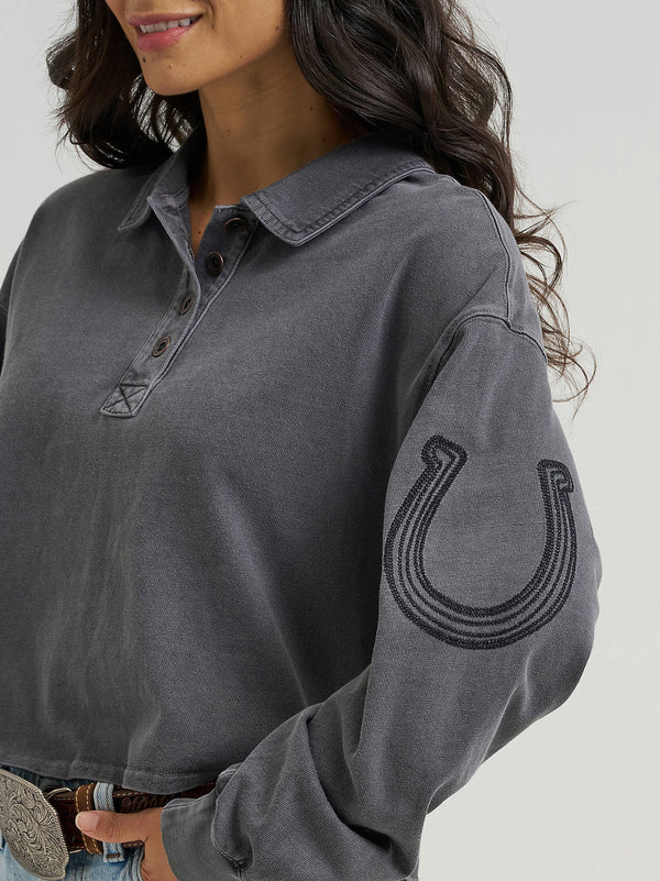 Wrangler Ladies Western Polo Shirt - Black - 112382792