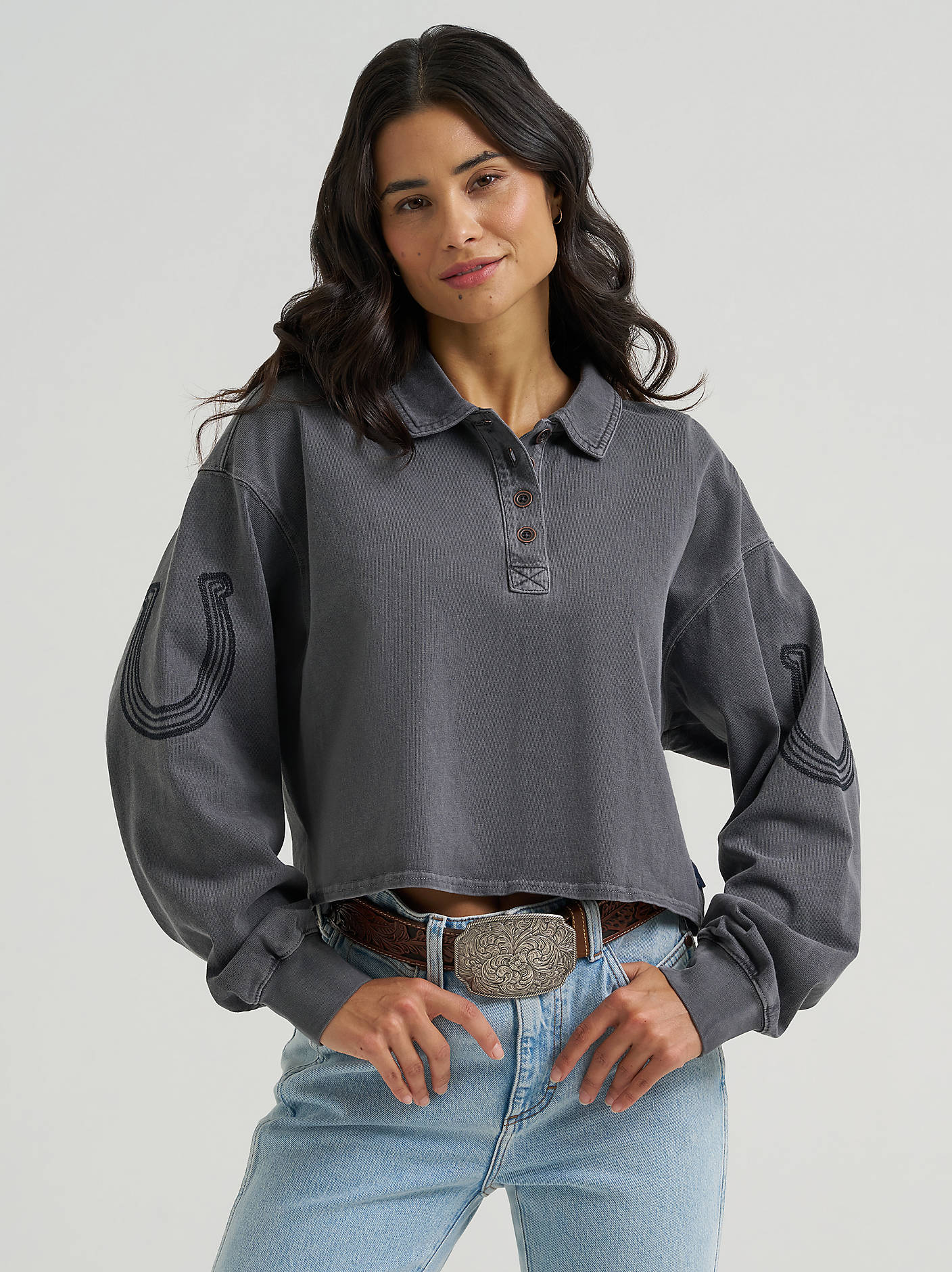 Wrangler Ladies Western Polo Shirt - Black - 112382792
