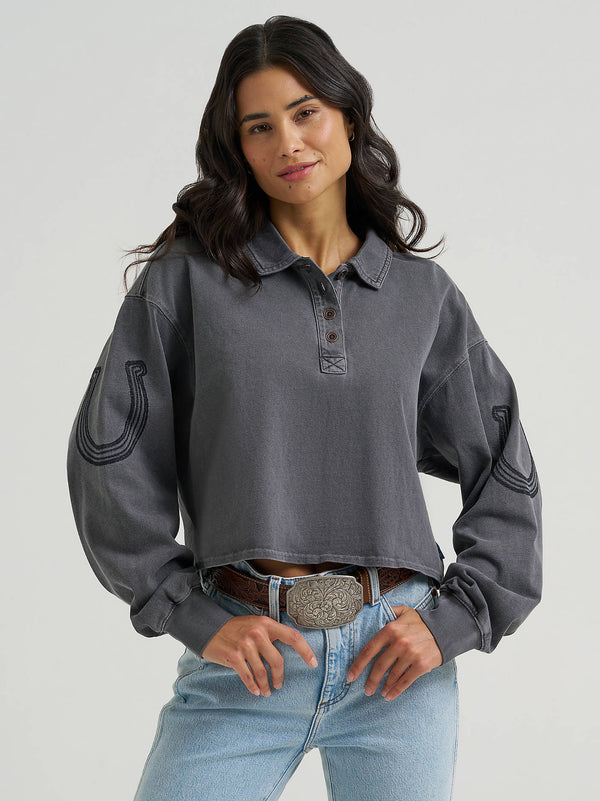 Wrangler Ladies Western Polo Shirt - Black - 112382792