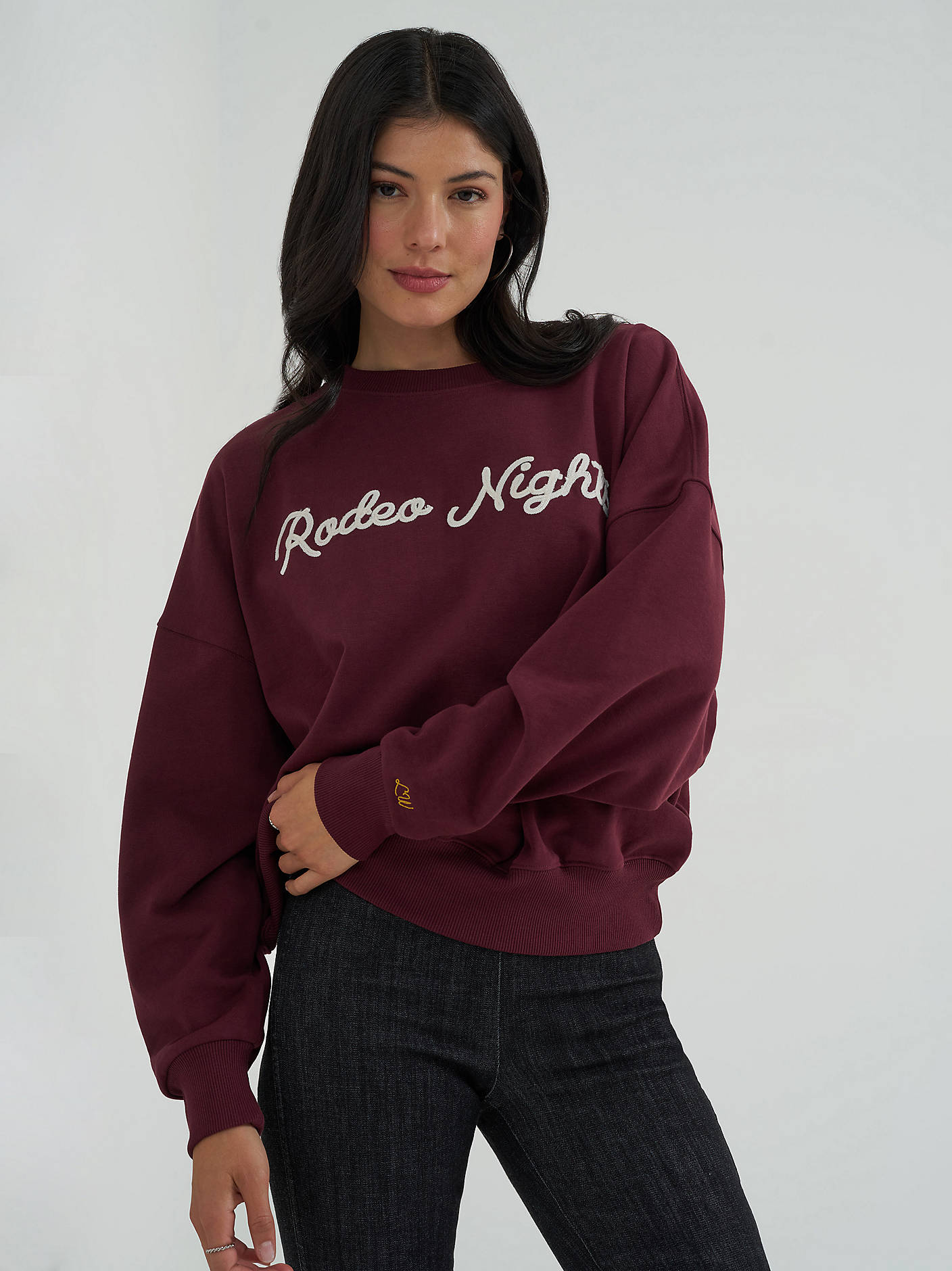 Wrangler Ladies Lainey Wilson Rodeo Nights Sweatshirt Burgundy 112382793