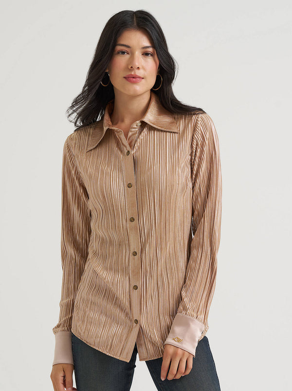 Wrangler Ladies Lainey Wilson Rose Gold Snap Shirt 112382814