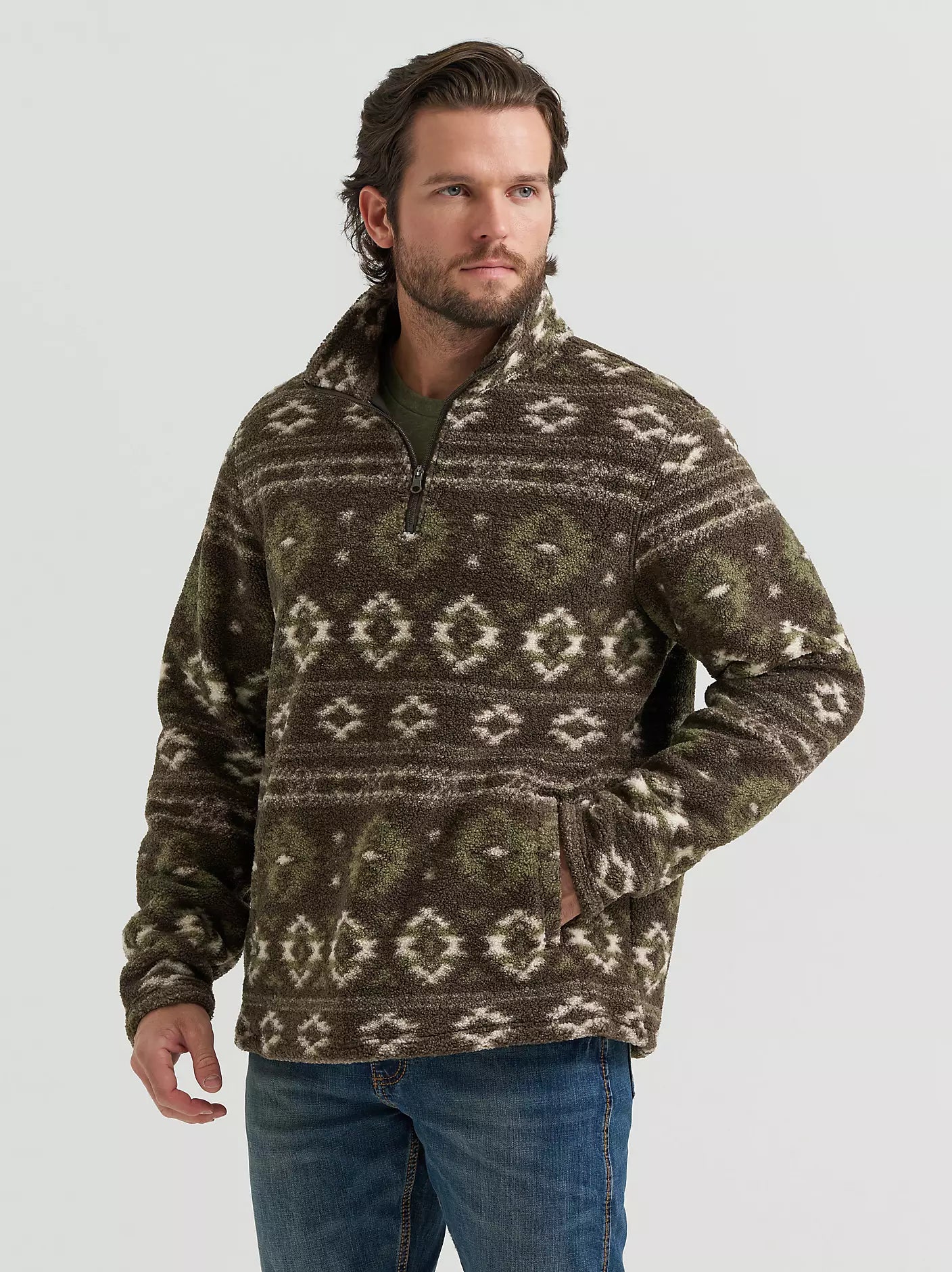 Wrangler Men's Hay Away Sherpa Quarter-Zip Pullover 112382936