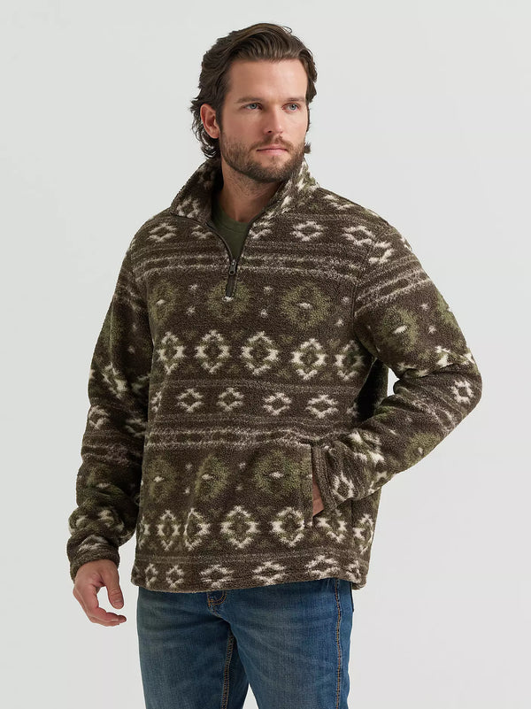 Wrangler Men's Hay Away Sherpa Quarter-Zip Pullover 112382936