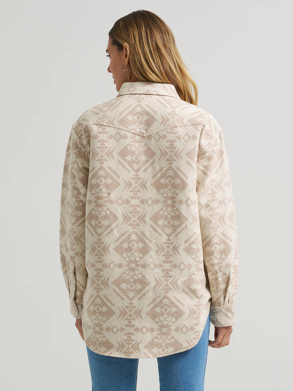 Wrangler Ladies Boyfriend Western Snap Shirt Cream 112383027
