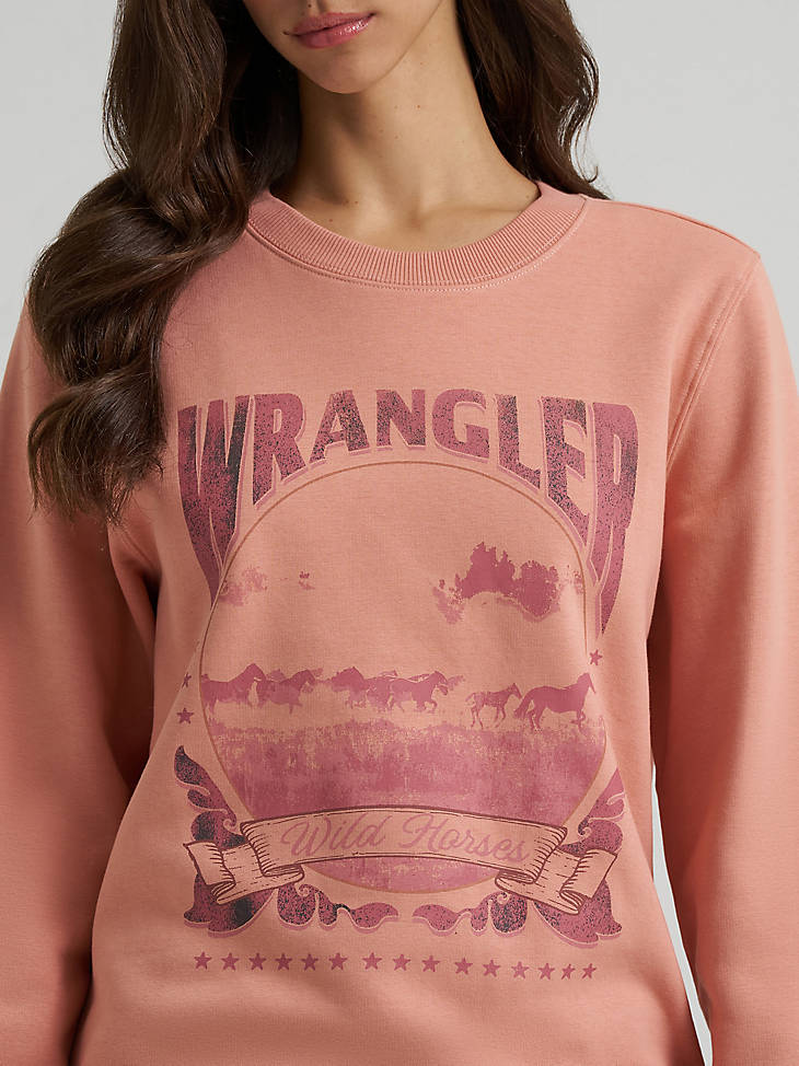 Wrangler Ladies Washed Prairie Fleece Sweatshirt Cameo Brown 112383951