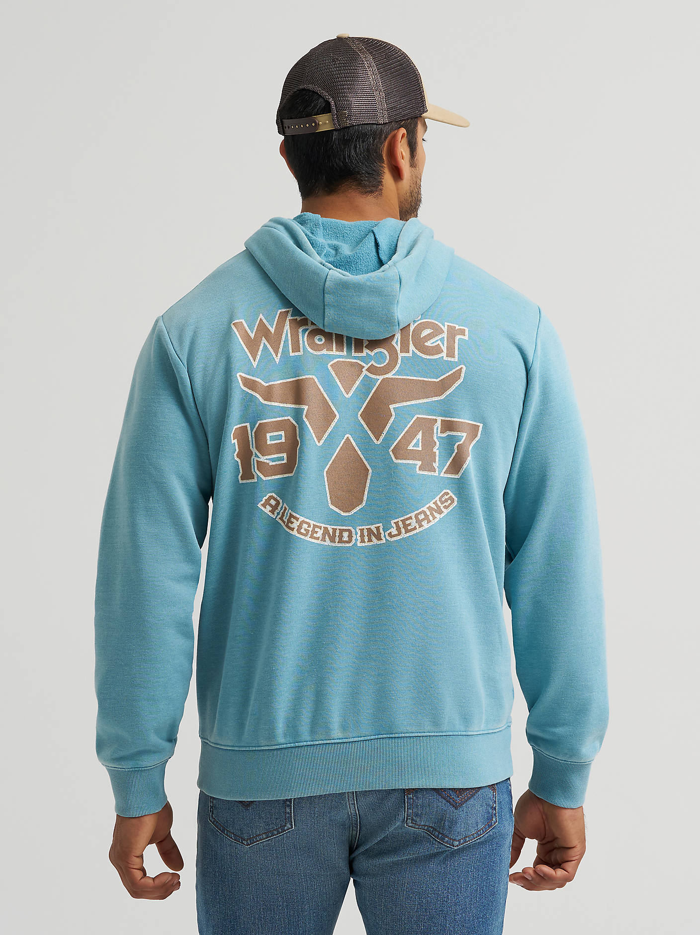 Wrangler Mens Legends Back Graphic Adriatic Blue Hoodie-112383953