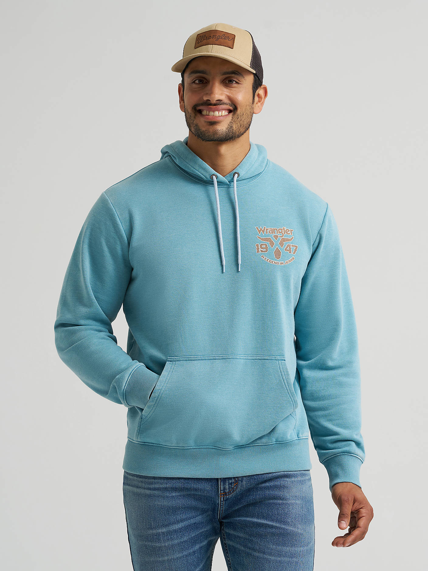 Wrangler Mens Legends Back Graphic Adriatic Blue Hoodie-112383953