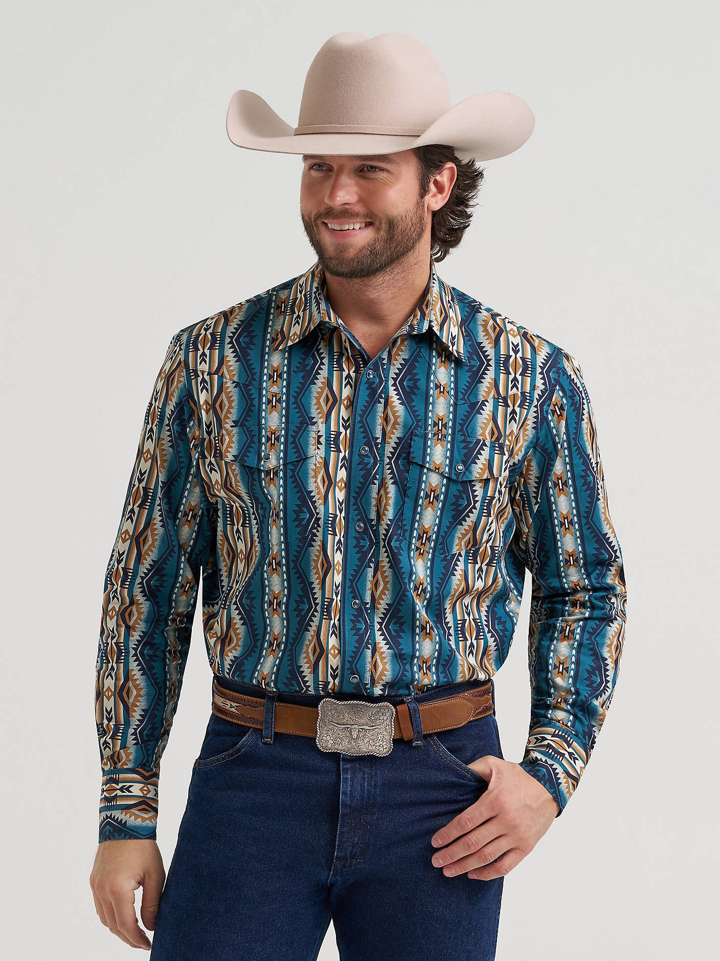 Wrangler Men's Checotah Long Sleeve Western Snap Shirt High Desert 112384297