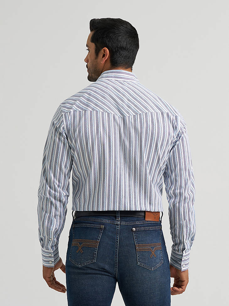 Wrangler Men's 20X Competition Long Sleeve Snap Shirt Curly Stripes 112384656