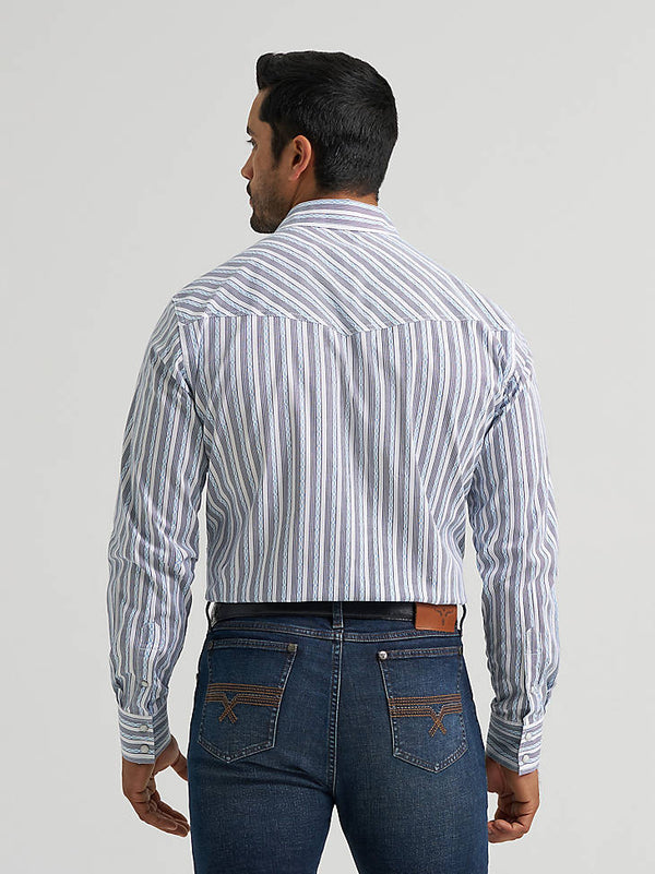 Wrangler Men's 20X Competition Long Sleeve Snap Shirt Curly Stripes 112384656