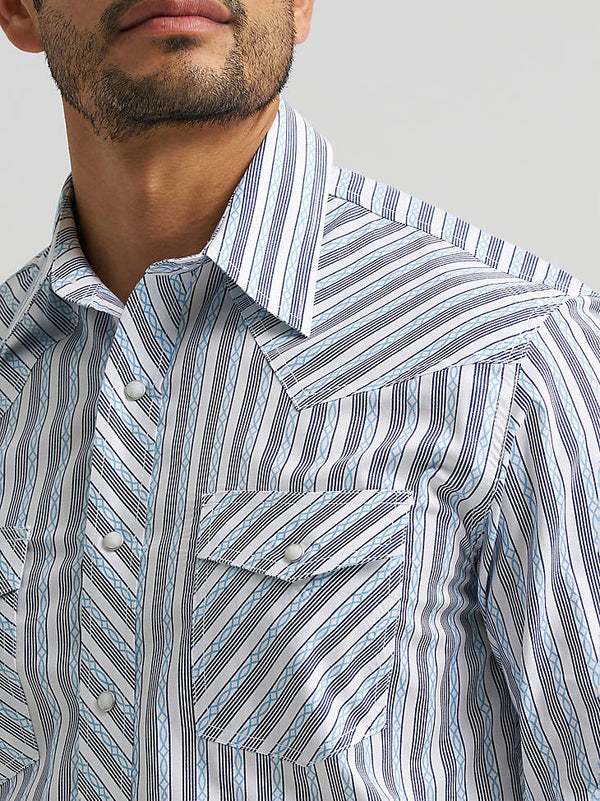 Wrangler Men's 20X Competition Long Sleeve Snap Shirt Curly Stripes 112384656