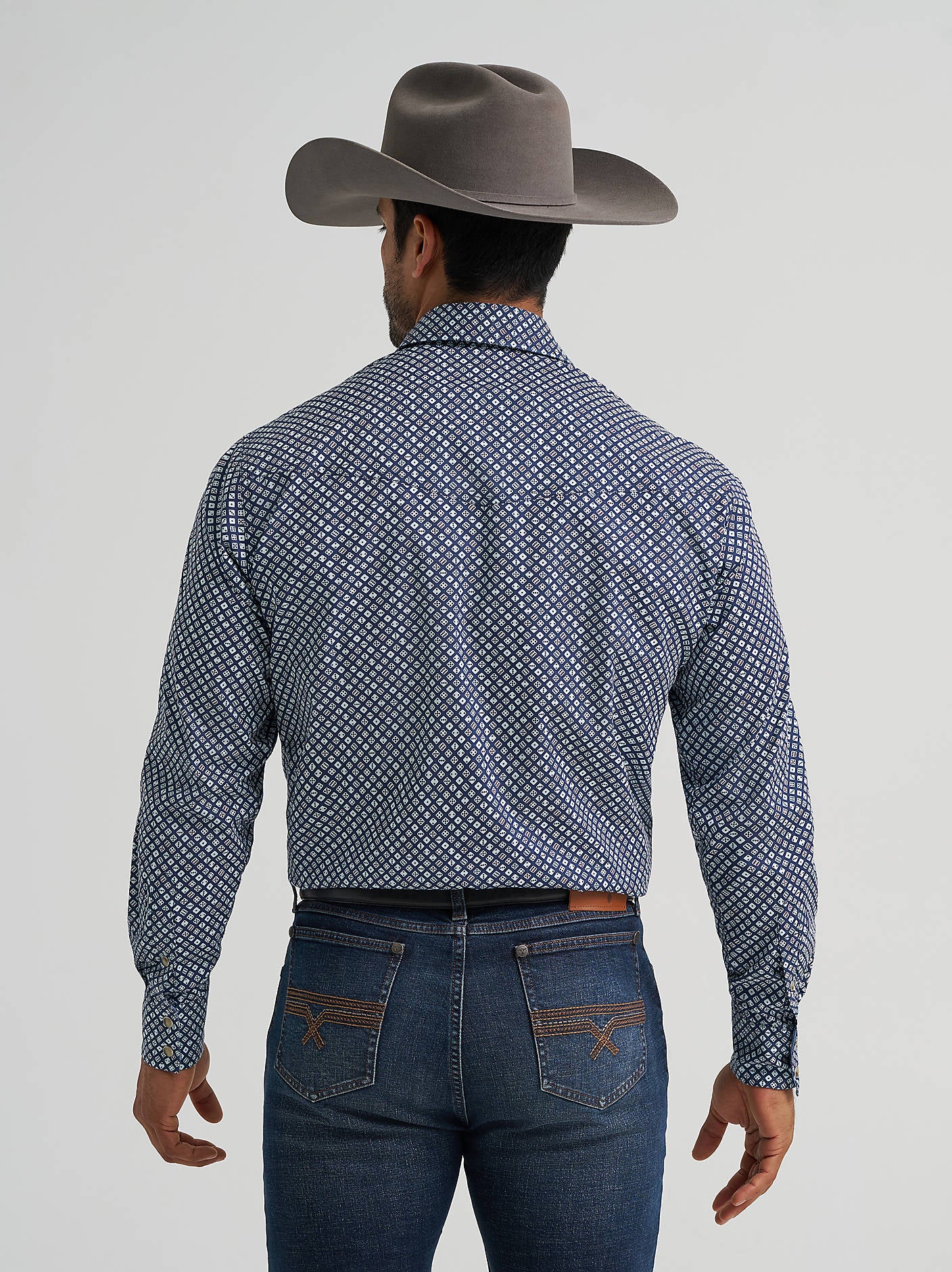 Wrangler Men's 20X Competition Long Sleeve Snap Shirt Navy Dice 112384657