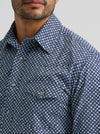 Wrangler Men's 20X Competition Long Sleeve Snap Shirt Navy Dice 112384657