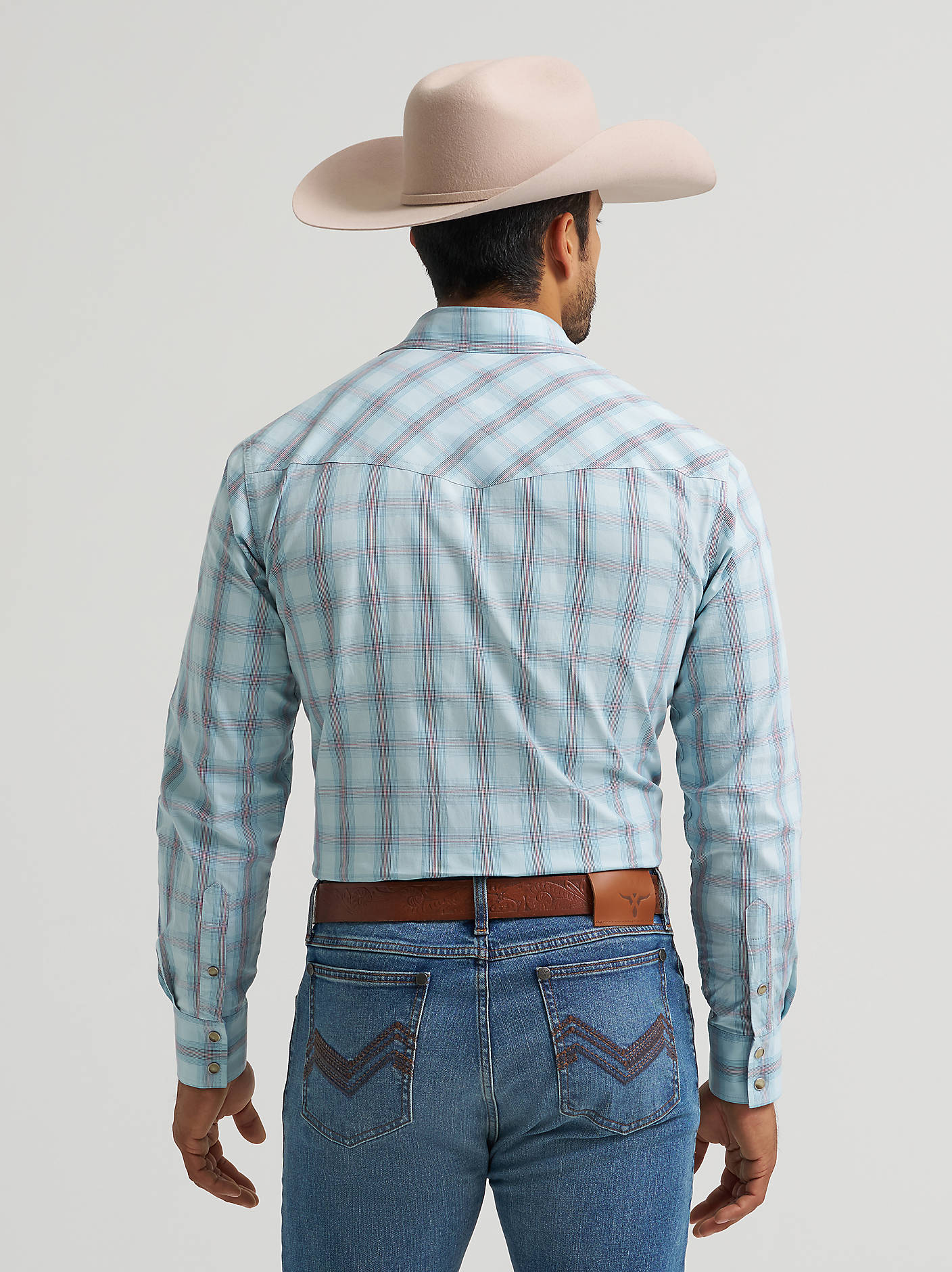 Wrangler Men's 20X Competition Long Sleeve Snap Shirt Forget Me Blue 112384658