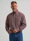 Wrangler Men's George Strait Performance Button Down Shirt Burgundy Geo 112385379
