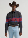 Wrangler Mens Vintage Inspired Horizon Stripe Western Snap Shirt-112385790