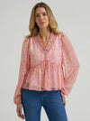 Wrangler Ladies Sheer Juliet Blouse Shirt-112385996