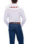 Ely and Walker Men's Long Sleeve Western Shirt with Rose Embroidery White 15203901-06