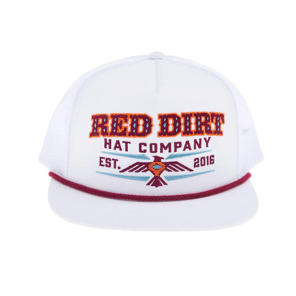 Red Dirt Aztec Thunderbird White Flat Bill Hat - RDHC-435