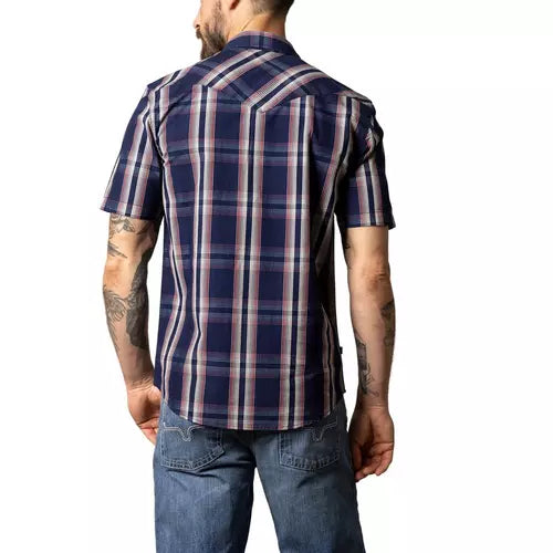 Men’s Kimes Ranch Davis Pearl Snap Short Sleeve Shirt – Indigo