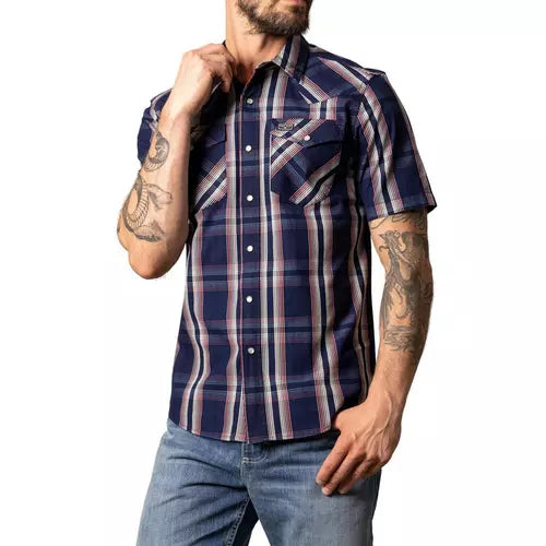 Men’s Kimes Ranch Davis Pearl Snap Short Sleeve Shirt – Indigo