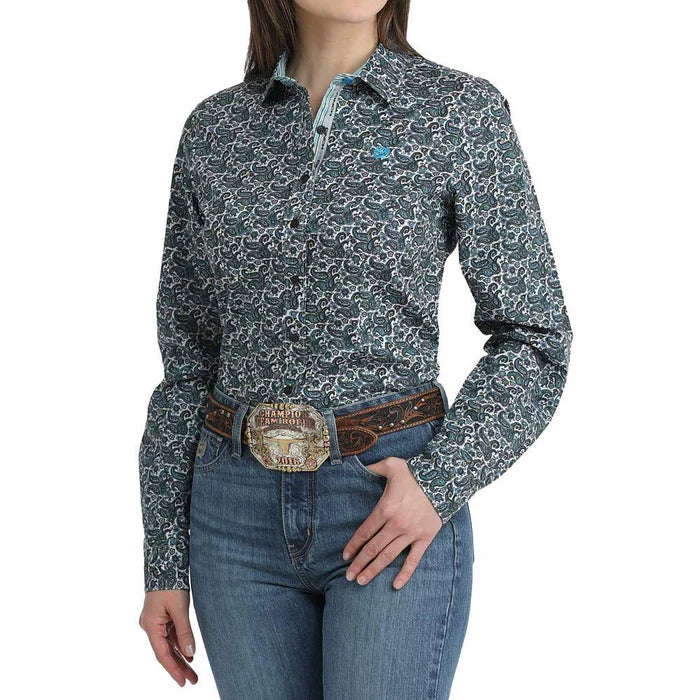 Cinch Women's Blue Paisley Print Shirt - MSW9165081