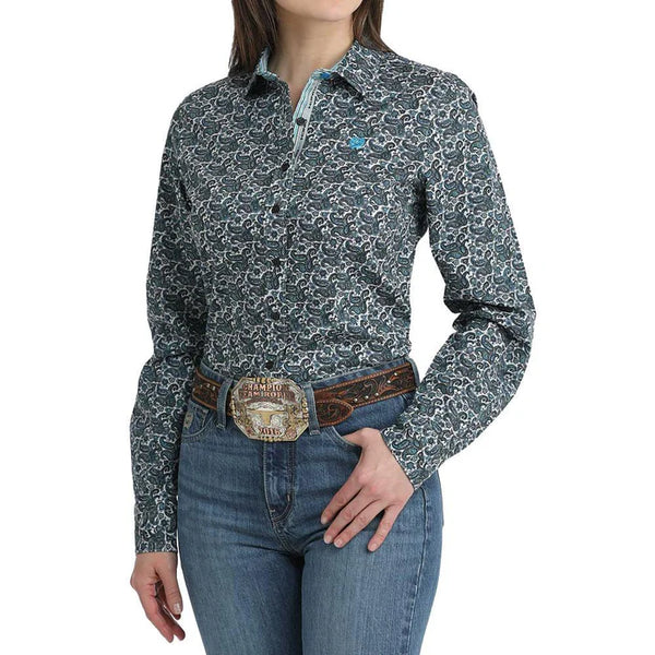 Cinch Women's Blue Paisley Print Shirt - MSW9165081